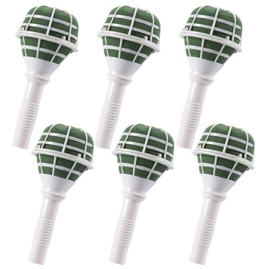 6-Pack Foam Bouquet Holders, Ideal for Fresh Flowers, Wedding Decor, Floral Arrangements, and Gardening Projects, Wet Foam with Sturdy White Handheld Design (3.2x7x3.2 in)